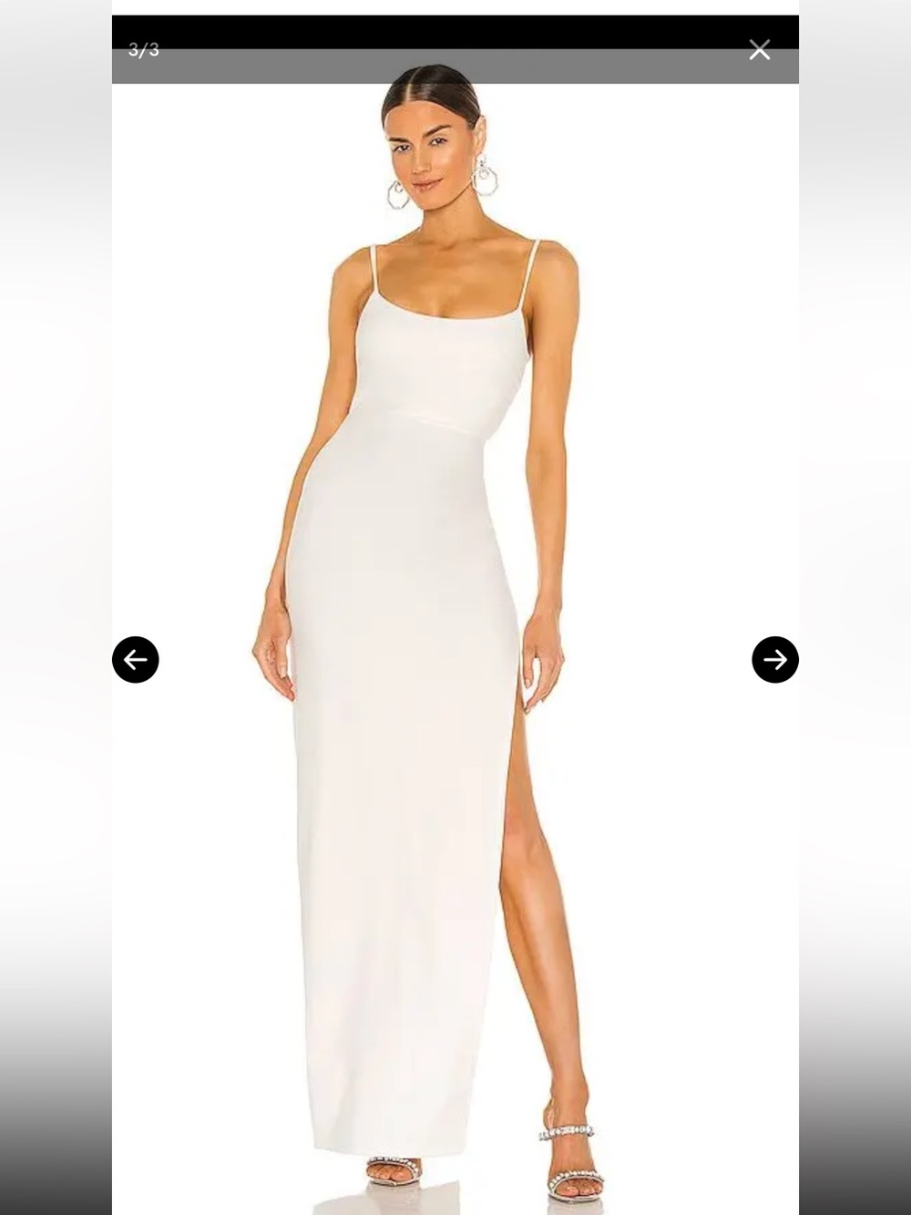 Lovers and friends karma Elegant White Spaghetti-Strap Maxi Dress with Side Slit
